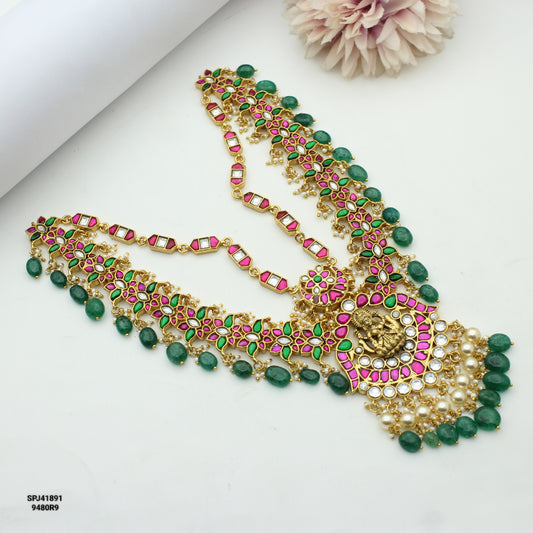 41891 Jadau laxmi 2 layer 3/4 th necklace