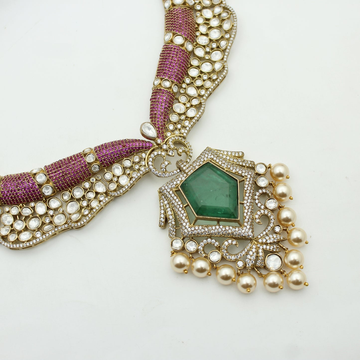 Victorian bridal Moissanite with Swarovski pearls Kante With Push Back Earrings