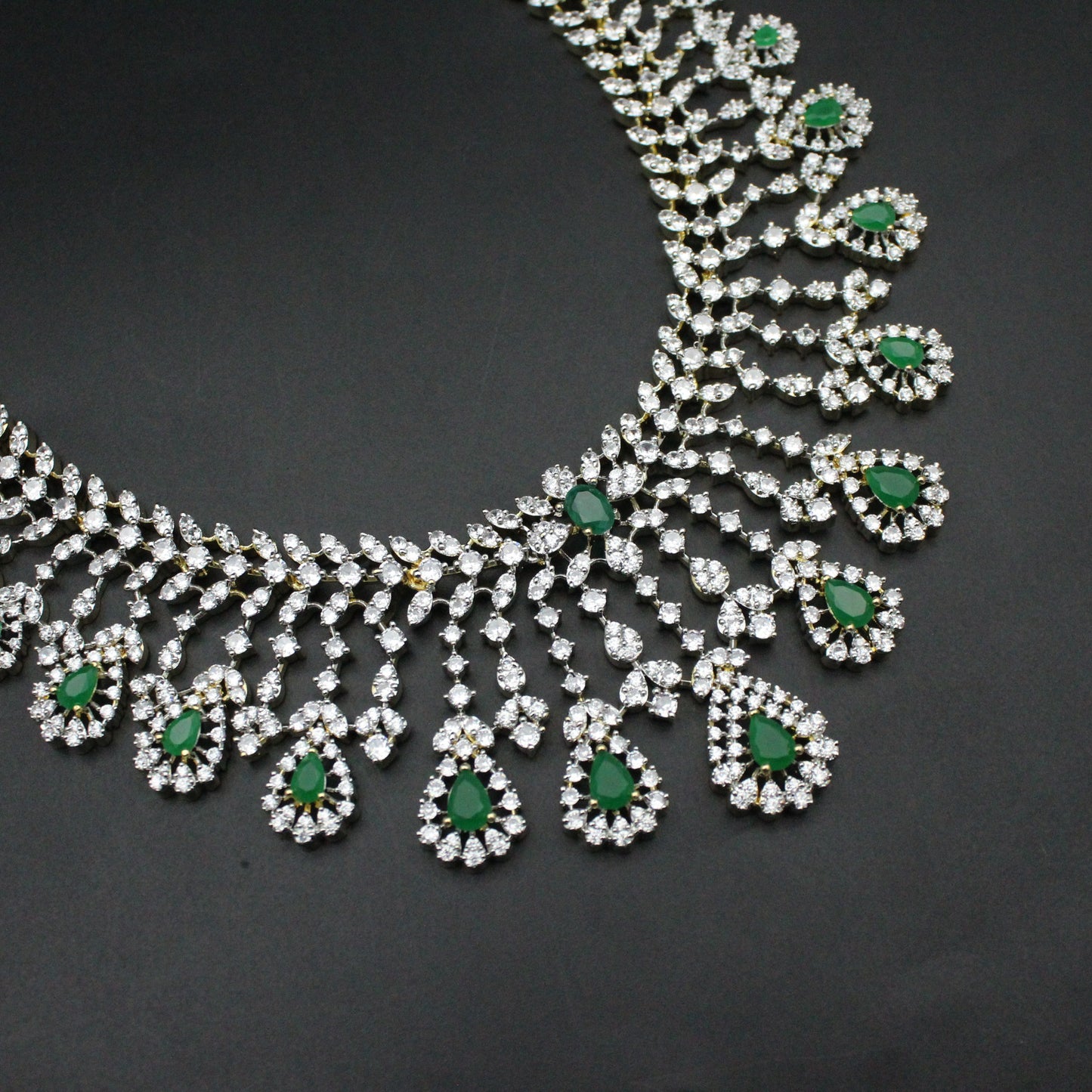 41840 Diamond replica bridal necklace with screwback earrings
