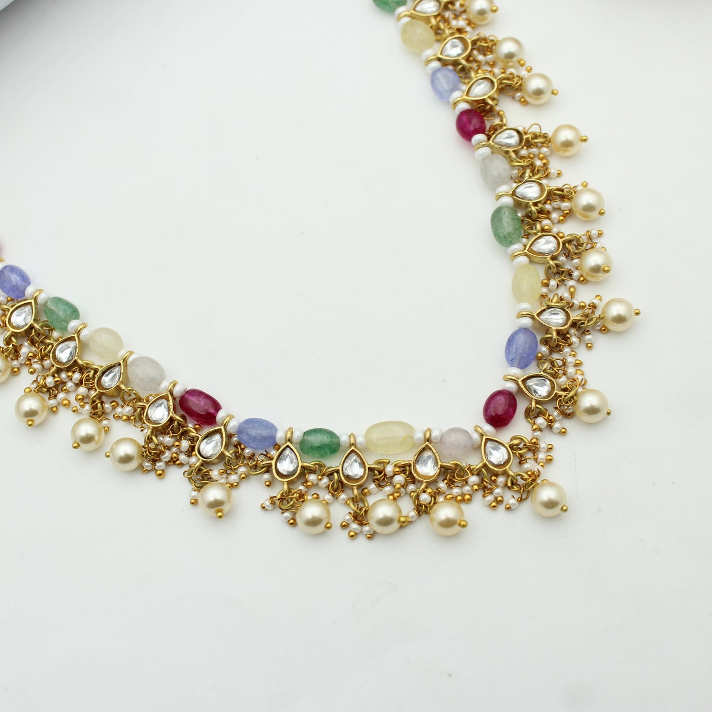 41905/41857 Navratna handmade jadau drops necklace for any occasion