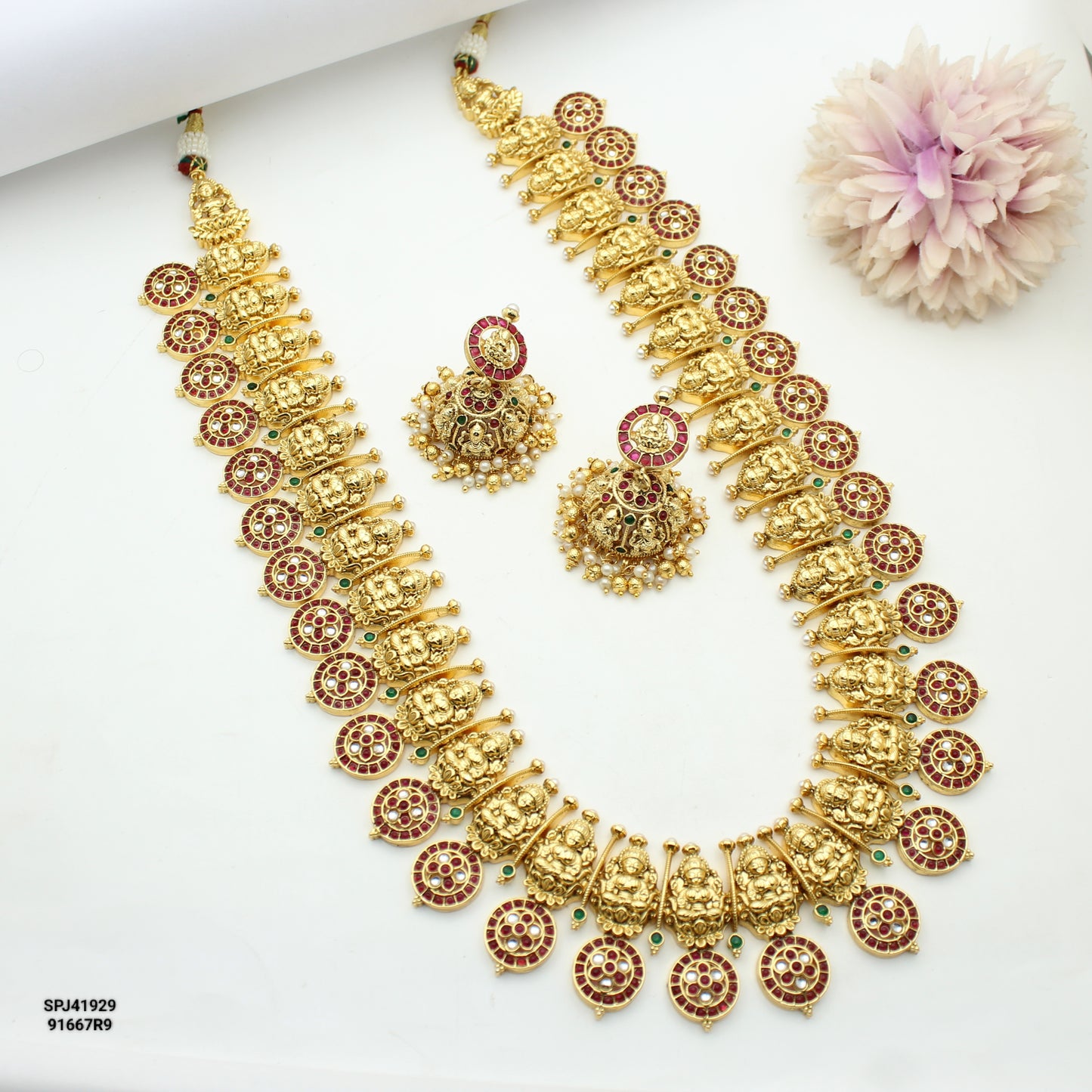 41929 Bottumala Long Necklace With Push Back Earrings