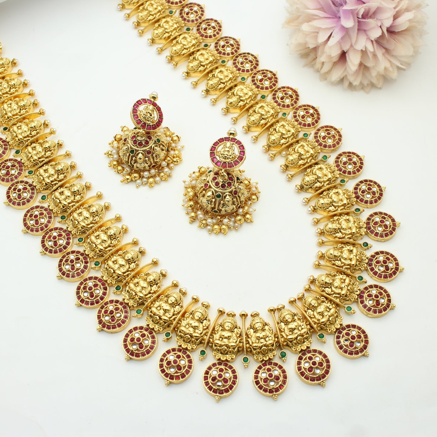 41929 Bottumala Long Necklace With Push Back Earrings