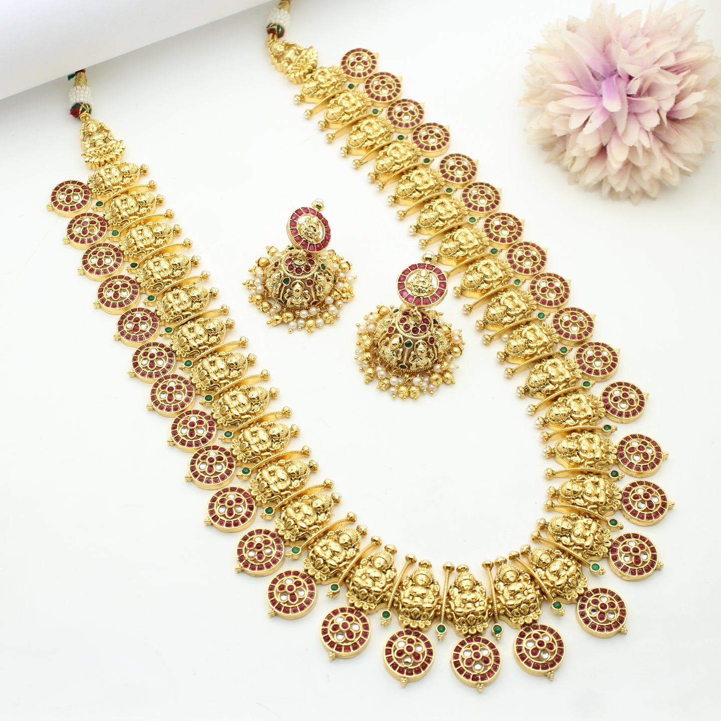41929 Bottumala Long Necklace With Push Back Earrings
