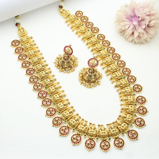 41929 Bottumala Long Necklace With Push Back Earrings