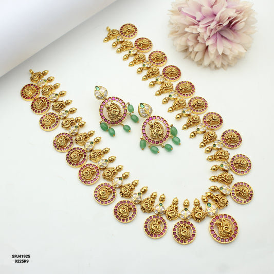 41925 Peacock Bottumala Necklace Long With Screw Back Earrings