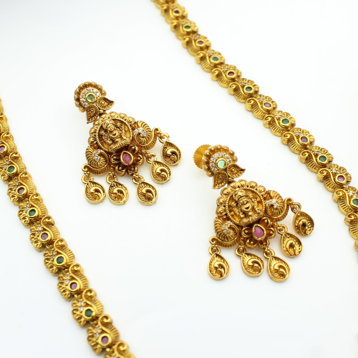41979 Nakshi laxmi gold drop with push back earrings