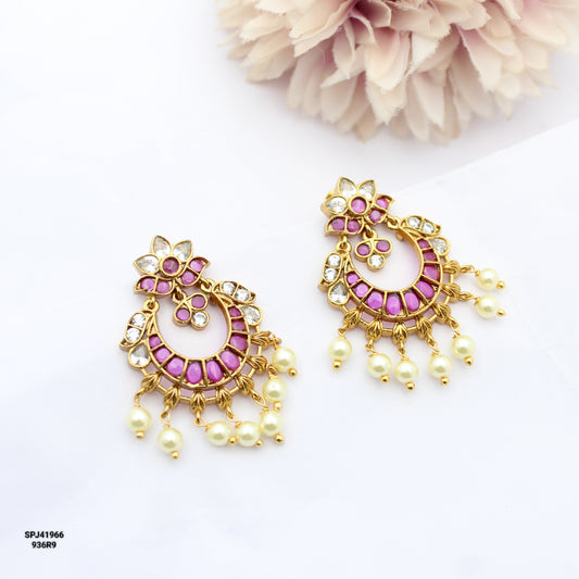 41966 Pota Stone Red Chandbali