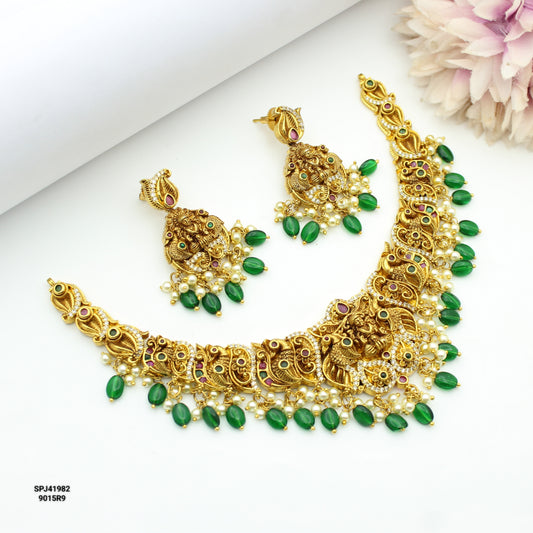41982 Nakshi Laxmi Short Peacock Necklace Set