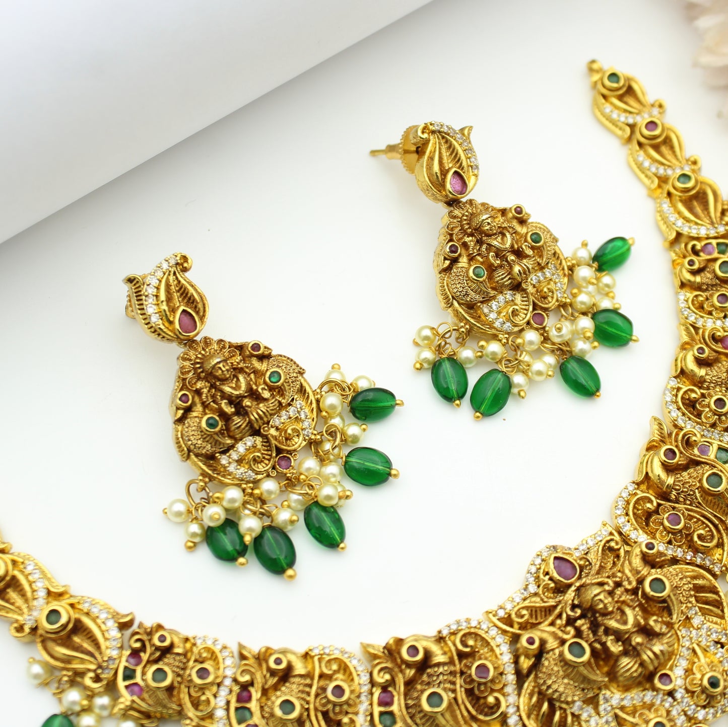 41982 Nakshi Laxmi Short Peacock Necklace Set