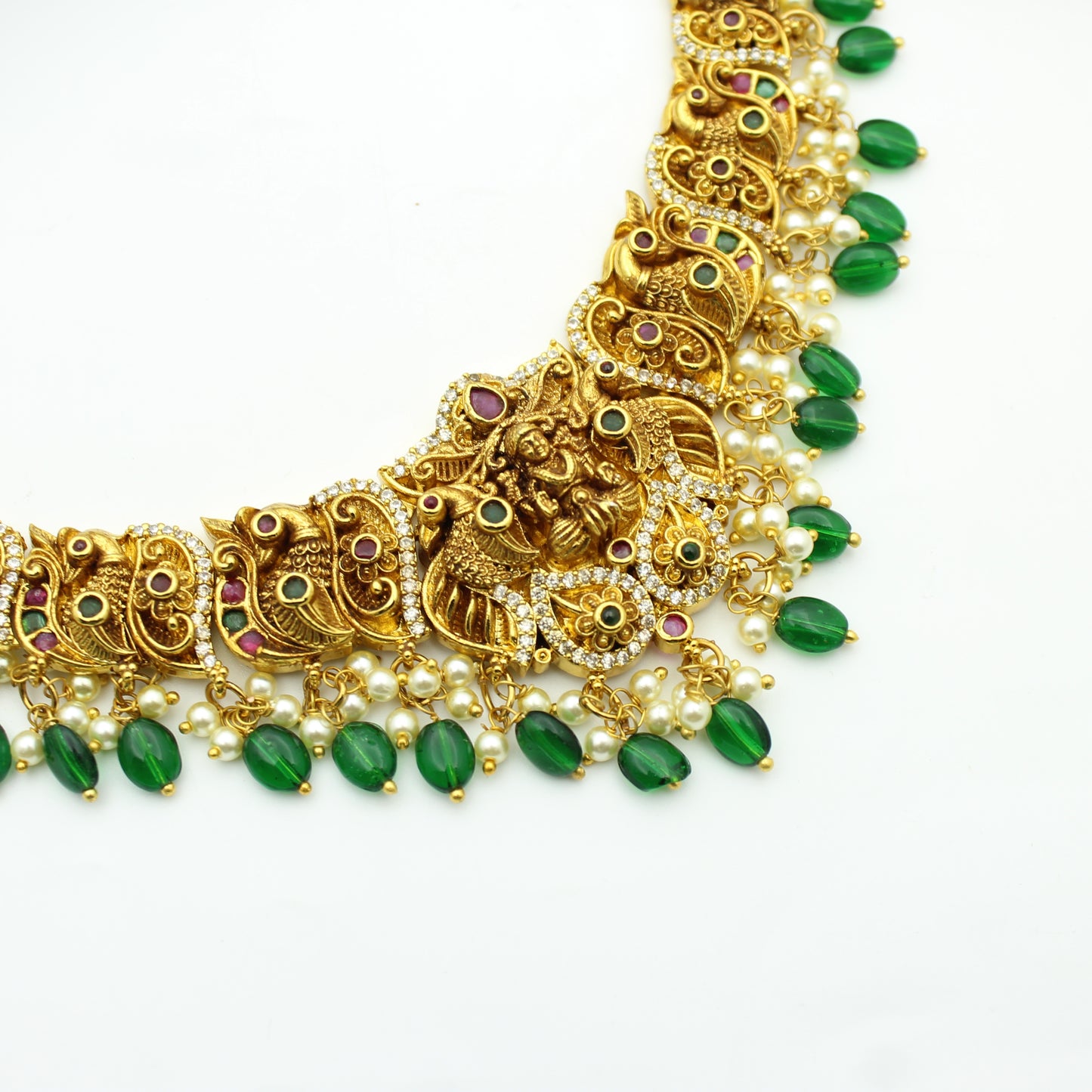 41982 Nakshi Laxmi Short Peacock Necklace Set