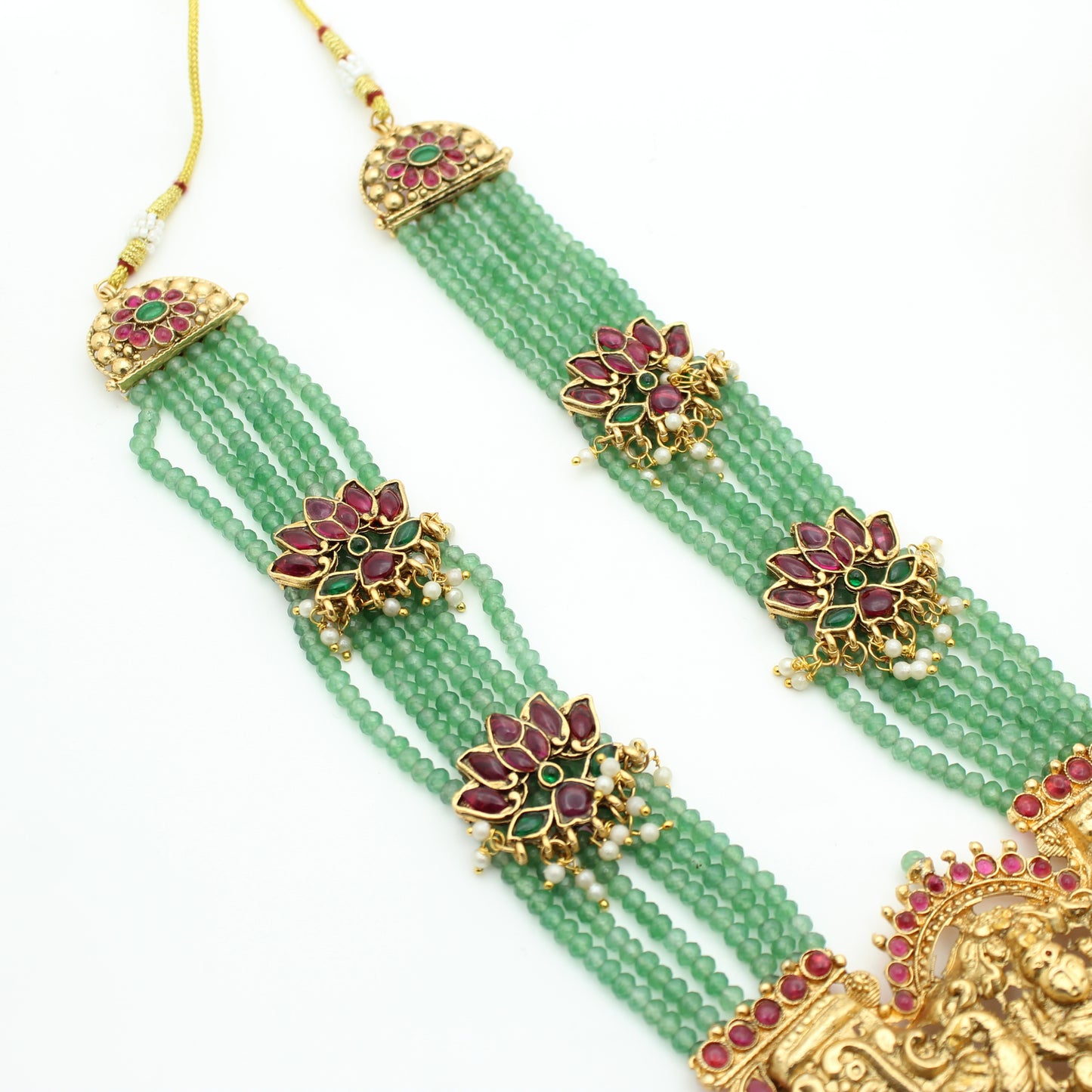 6 Lines Onex Beads Rani Haar With Lotus Pendant Set