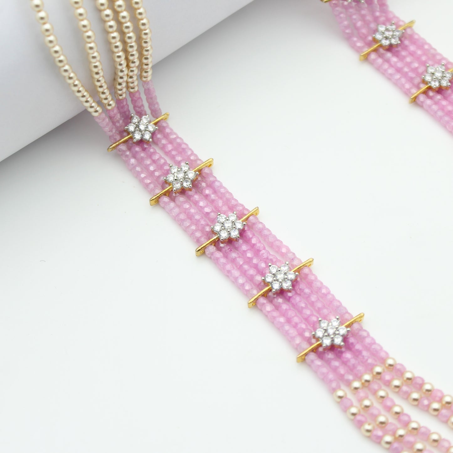 5 Lines Sugar Beads Mala Pink