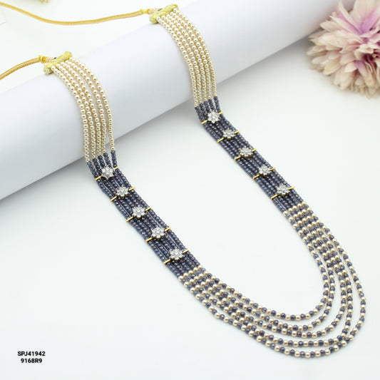 5 Lines Sugar Beads Mala Dark Blue