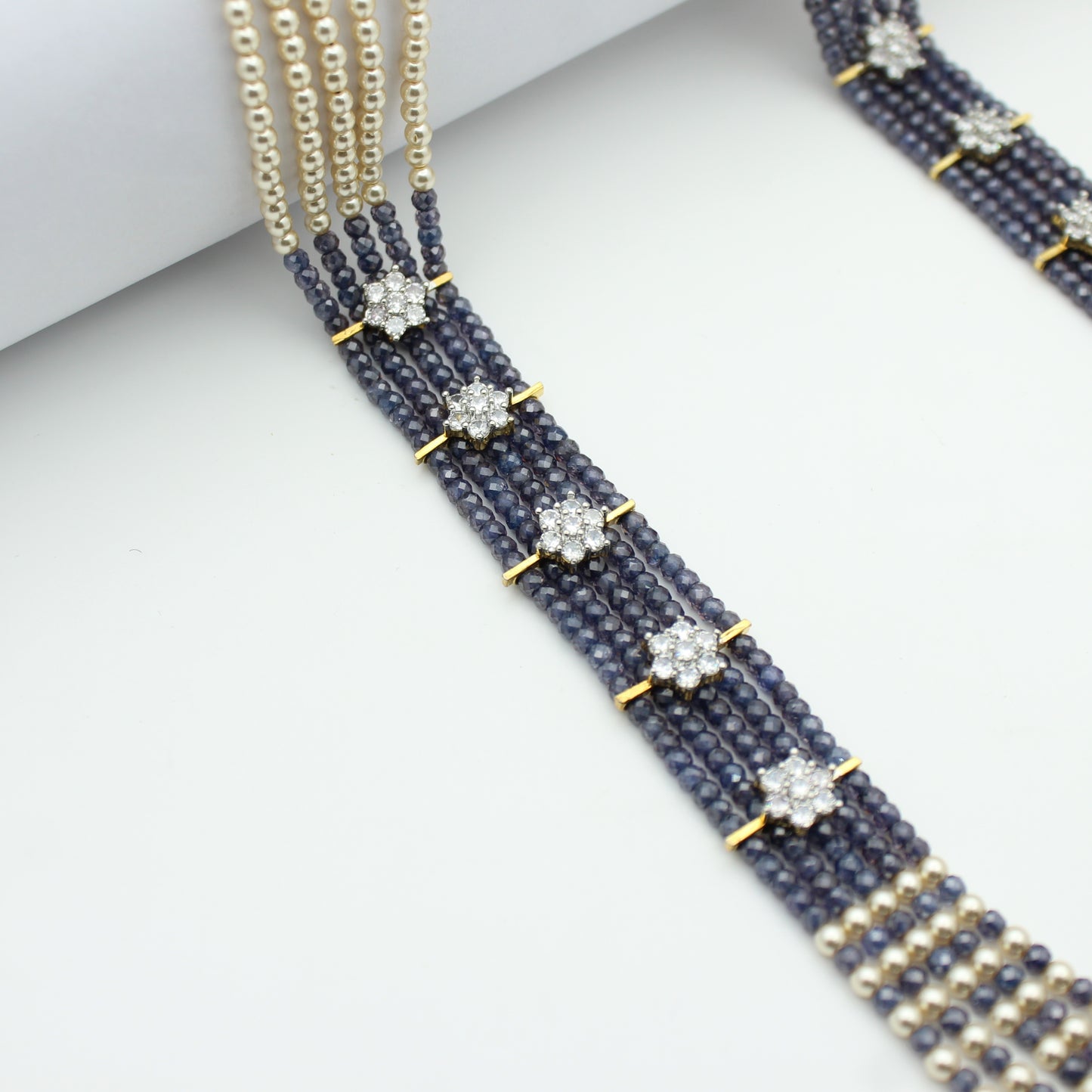 5 Lines Sugar Beads Mala Dark Blue