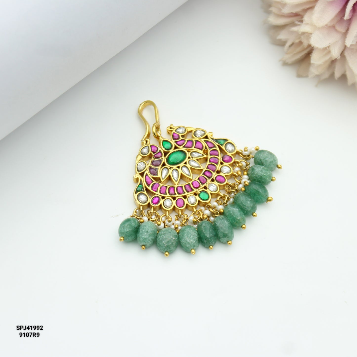 Jadau Double Peacock Maangtikka