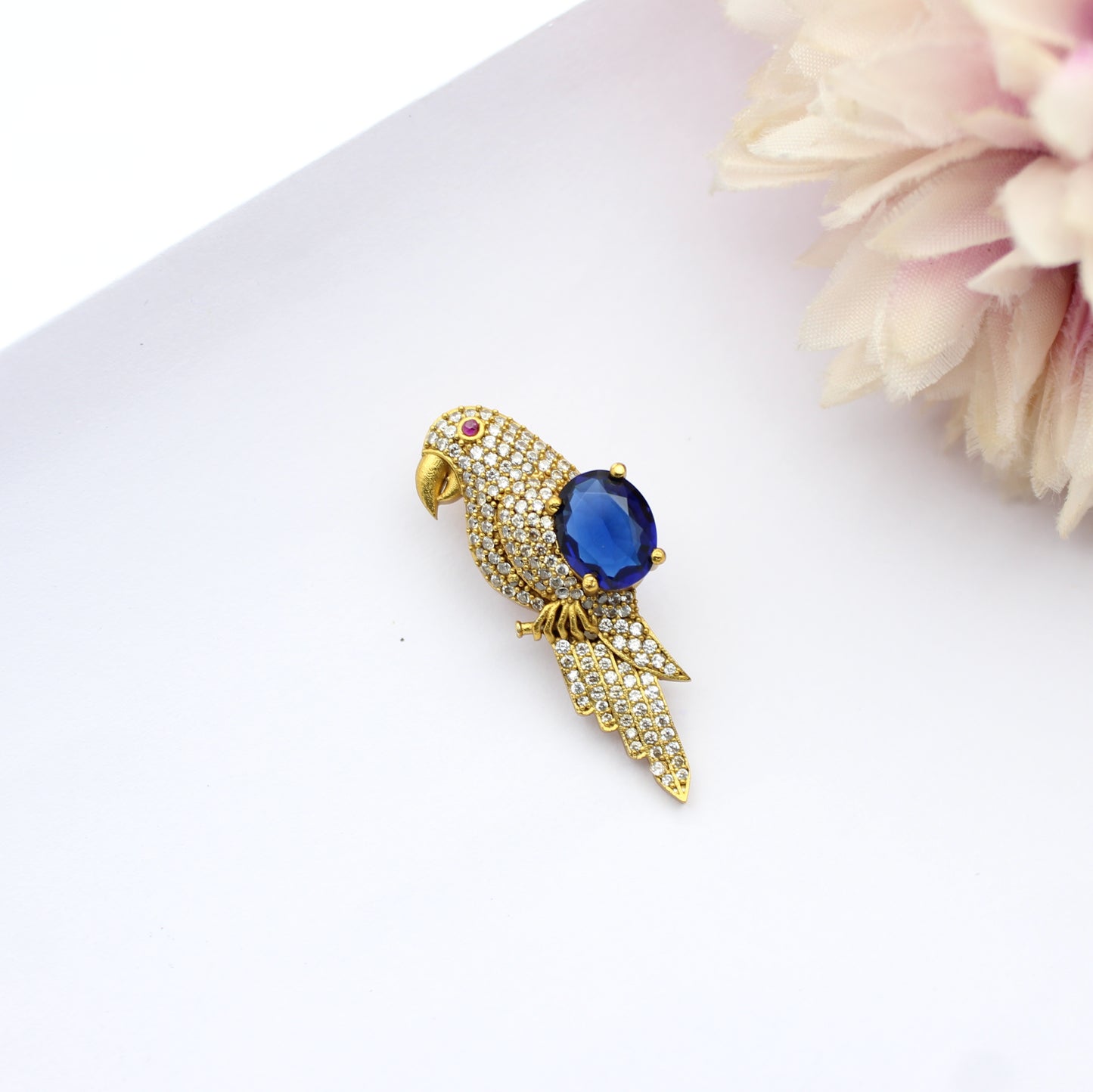 Parrot Brooch Navy Blue