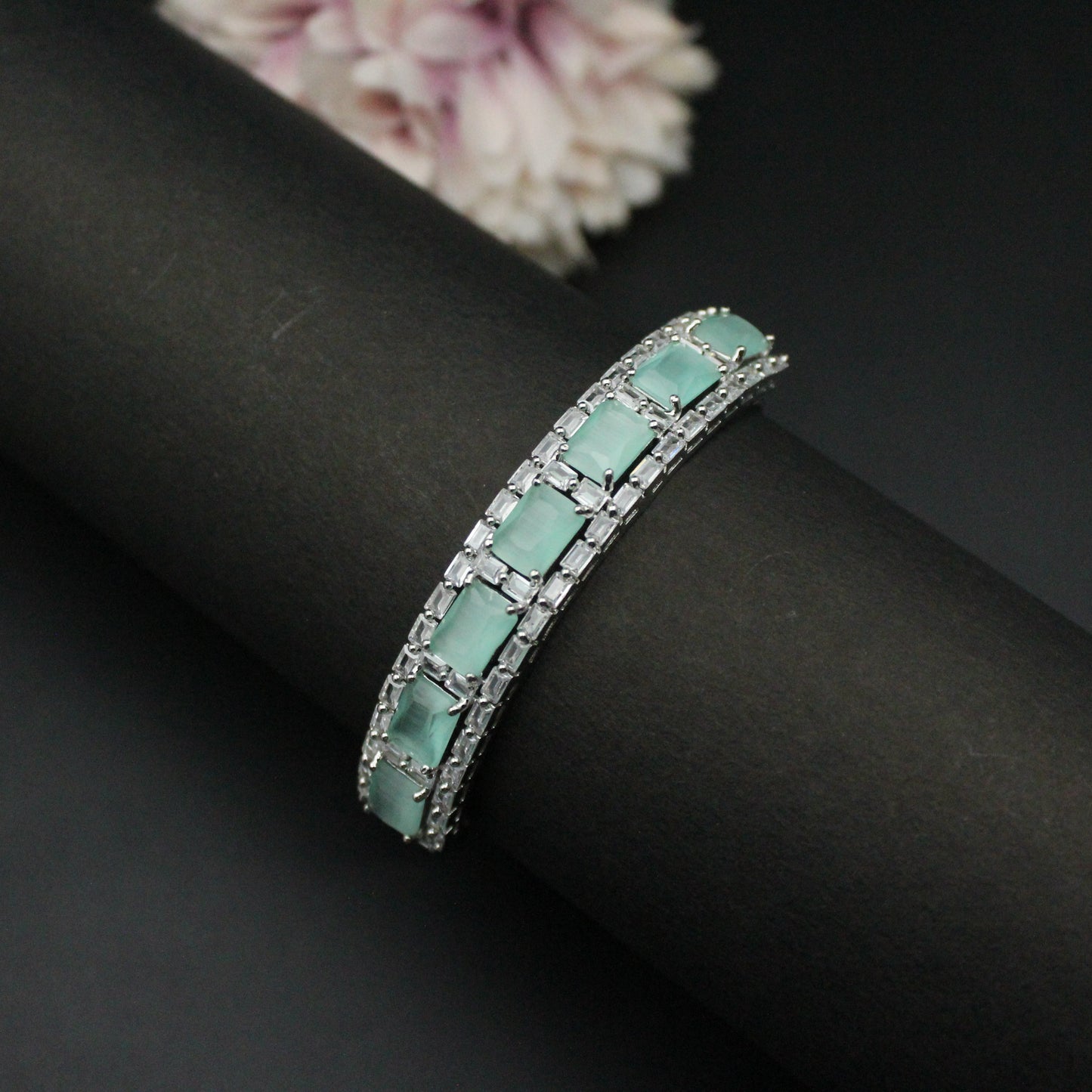 Platinum mint green bracelet
