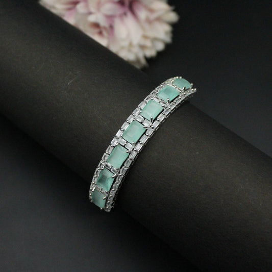 Platinum mint green bracelet