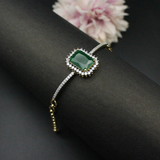 GJ green square chain bracelet