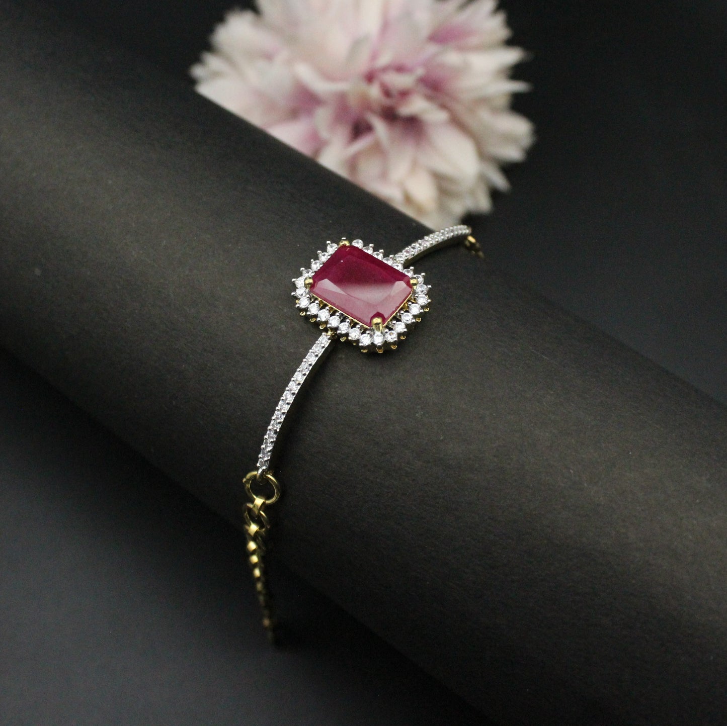 GJ Ruby square chain bracelet