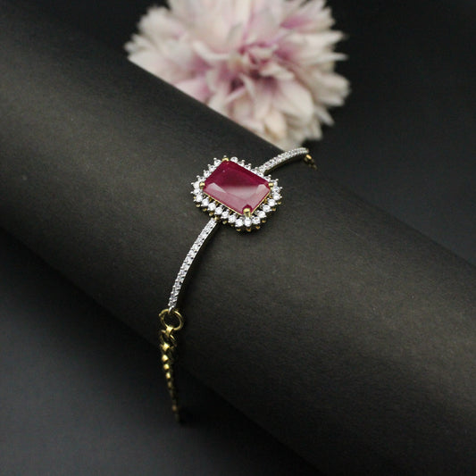 GJ Ruby square chain bracelet
