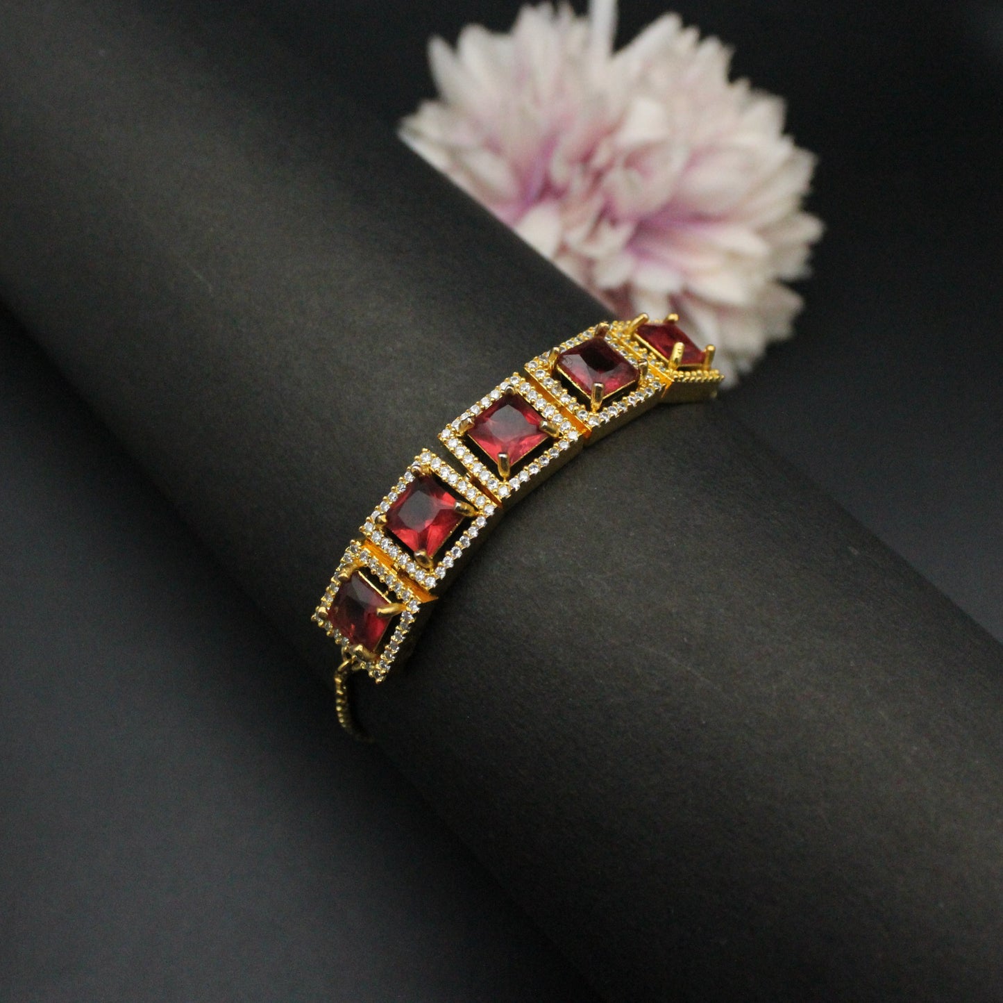 GP red stone chain bracelet