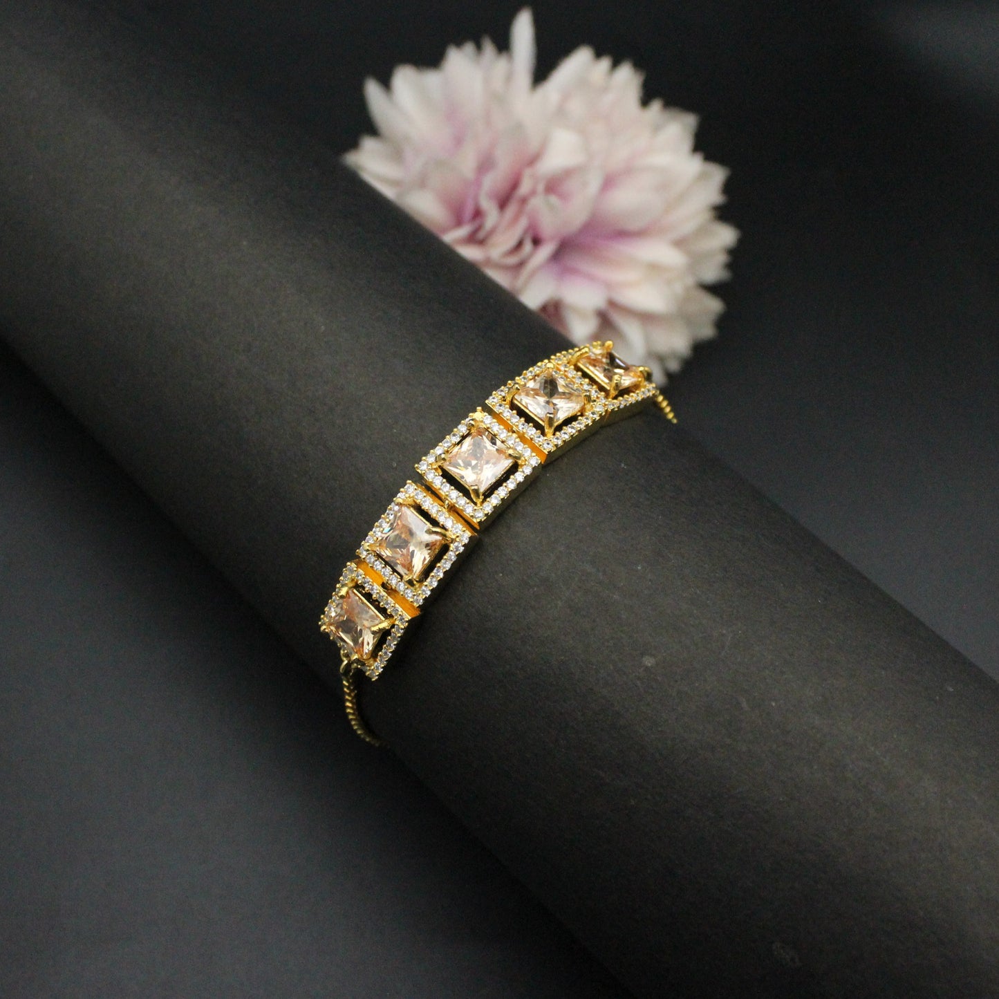 GP light orange stone chain bracelet