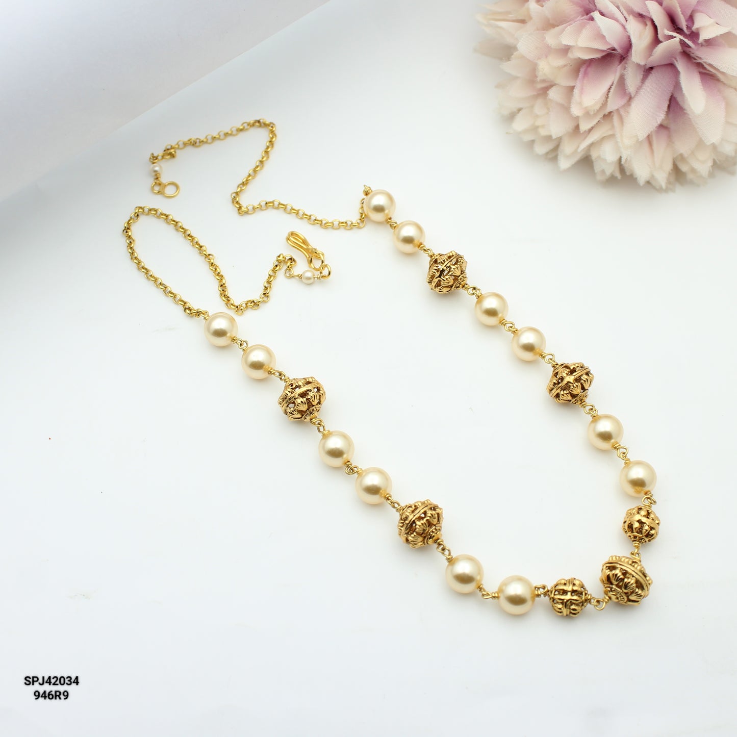 1 Line Pearls & Nakshi Balls Mala