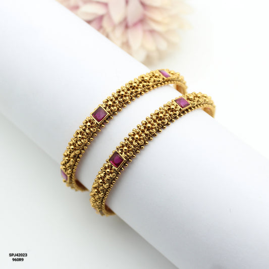 Nakshi Ruby Stone Bangles
