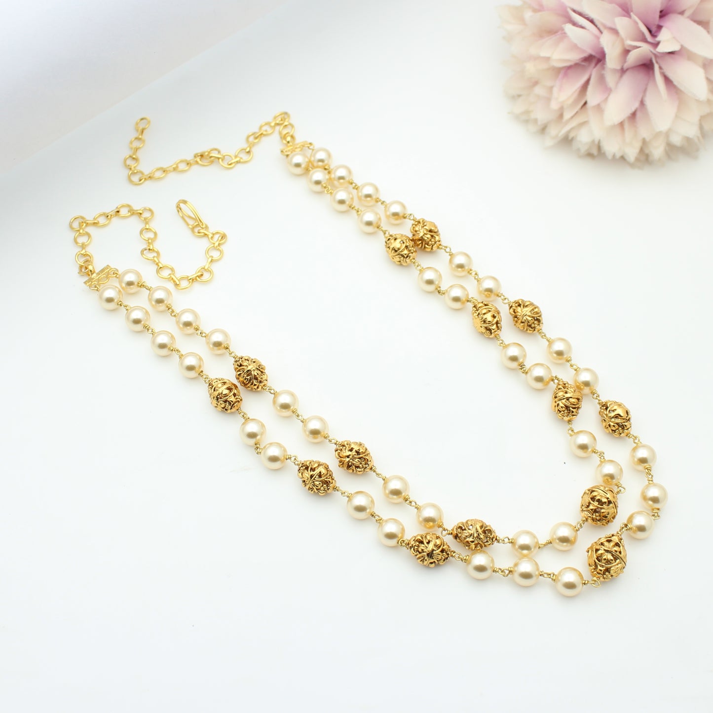 2 Lines Pearls & Nakshi Balls Mala