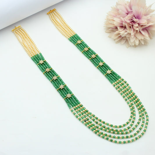 5 Lines Sugar Beads Mala Green
