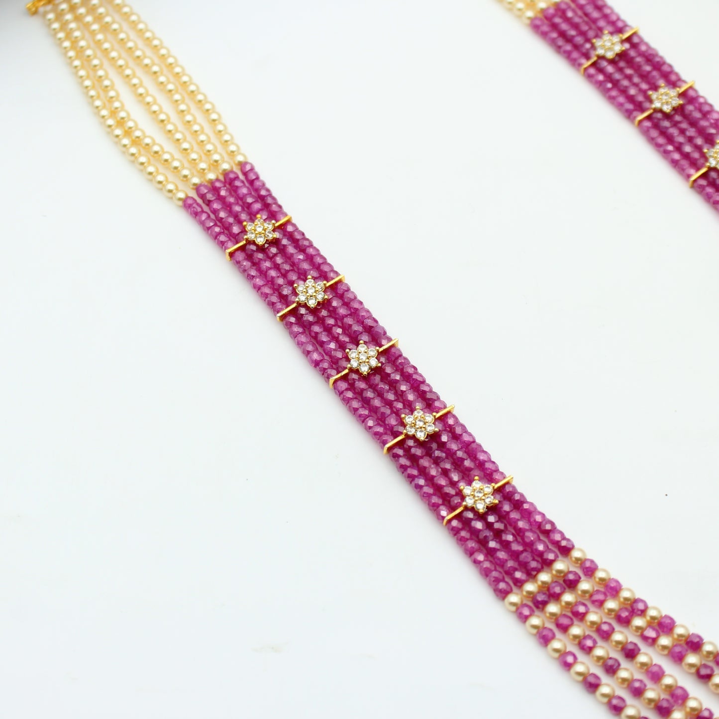 5 Lines Sugar Beads Mala Ranu Pink