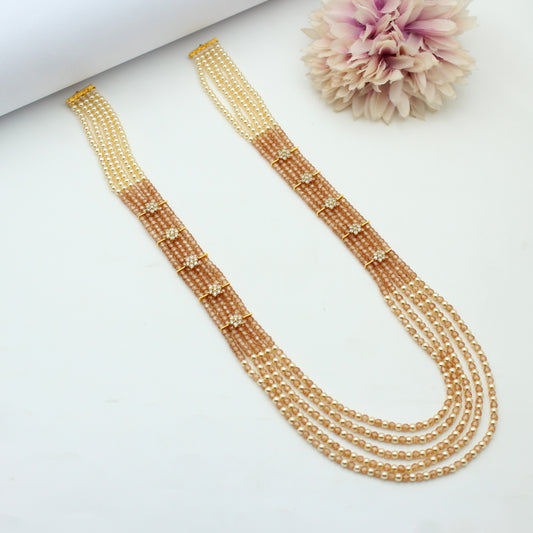 5 Lines Sugar Beads Mala Dark Honey Colour