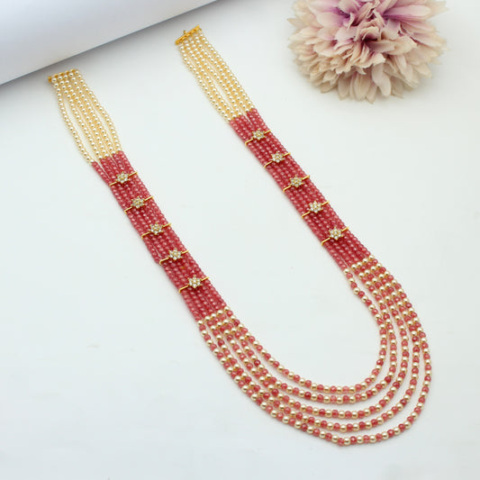 5 Lines Sugar Beads Mala Onion Pink
