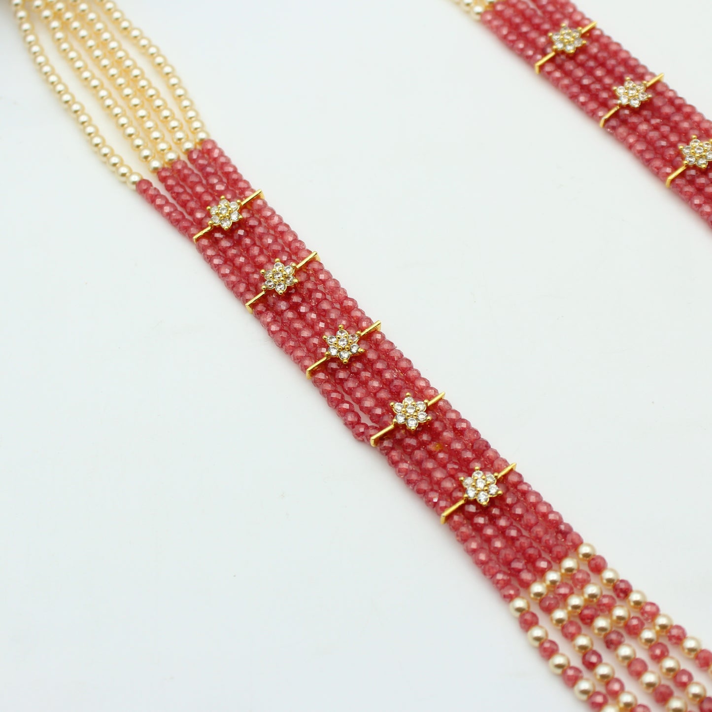 5 Lines Sugar Beads Mala Onion Pink