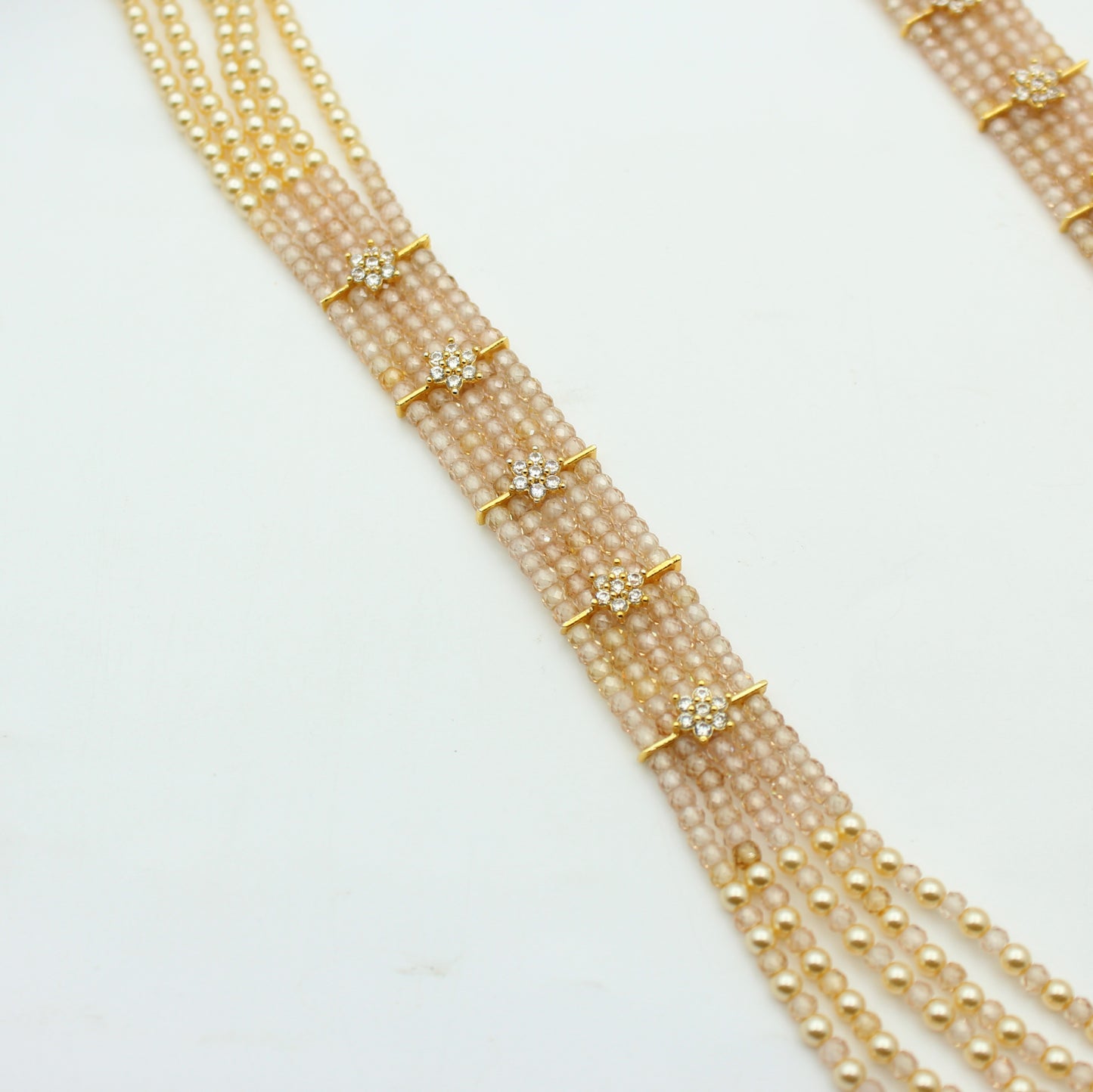 5 Lines Sugar Beads Mala Light Honey