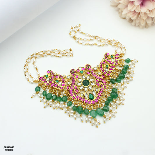 Jadau Peacock Floral Choker