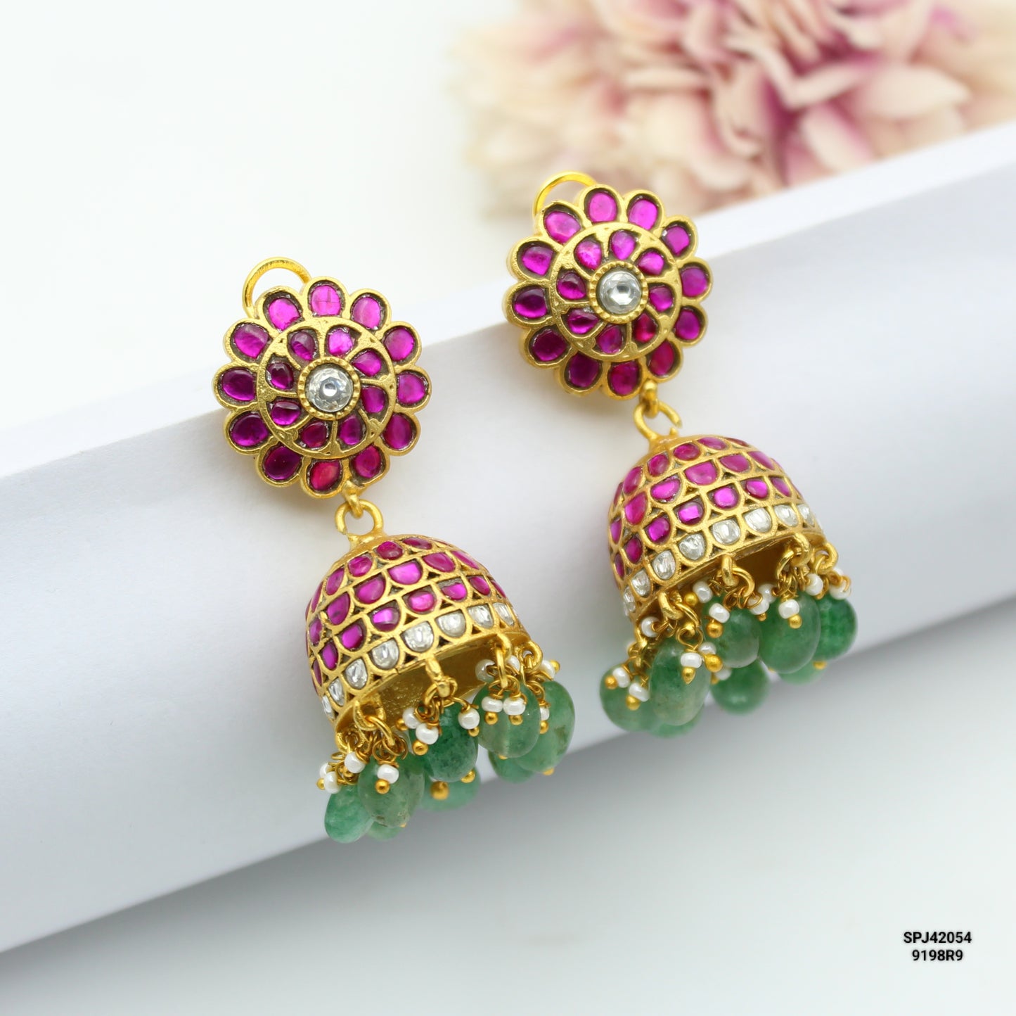 Jadau Jhumki With Screw Back