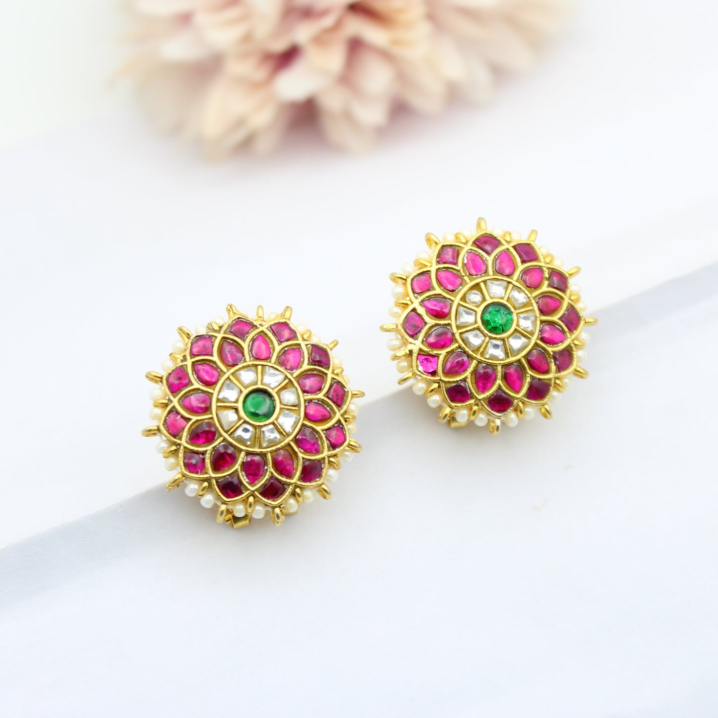 Jadau Flower Multi Studs