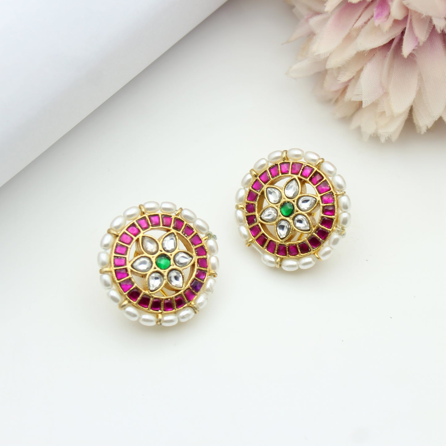 Jadau Flower Studs