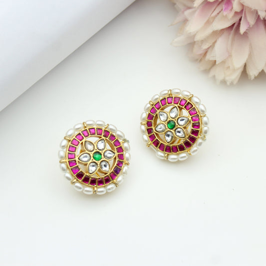 Jadau Flower Studs