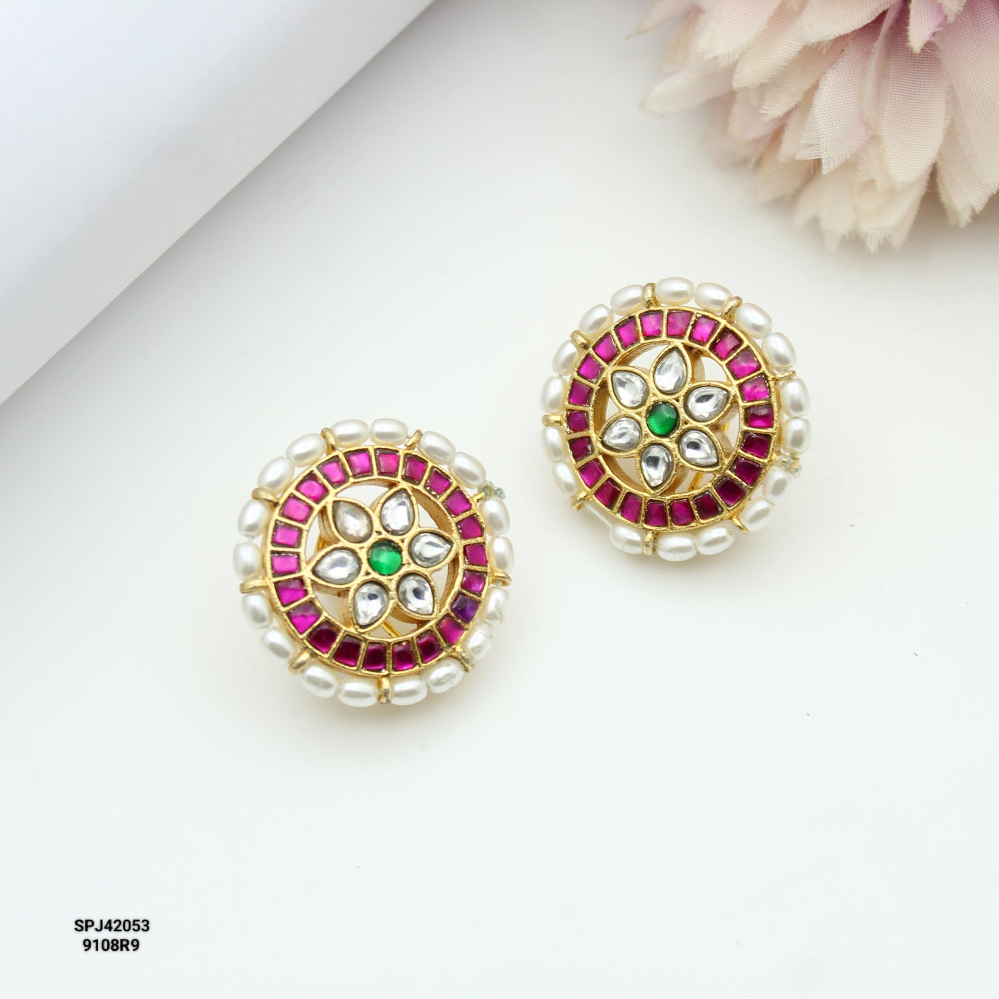 Jadau Flower Studs