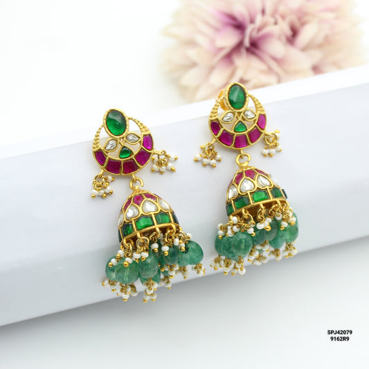Jadau Jhumki Screw Back