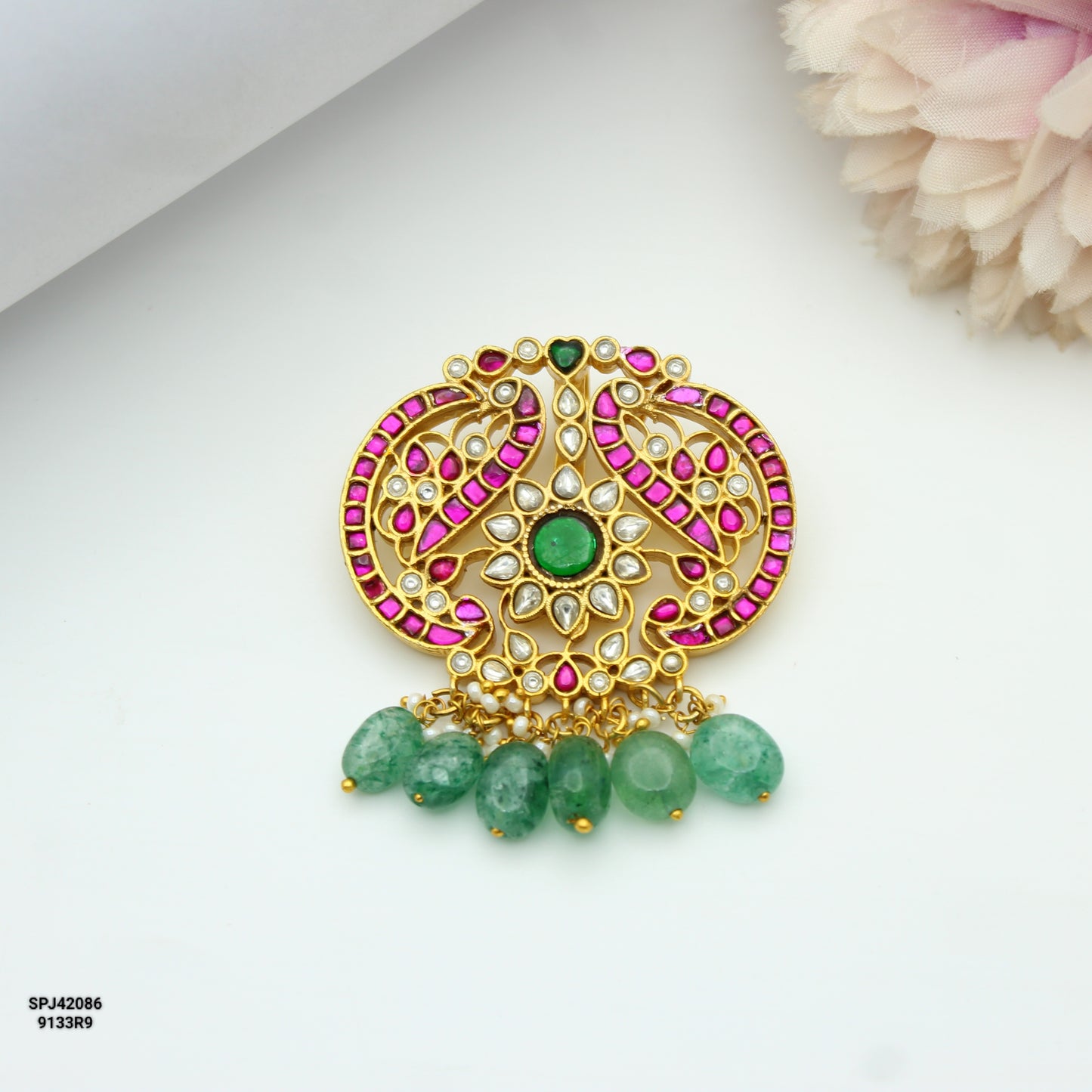 Jadau Peacock Pendant