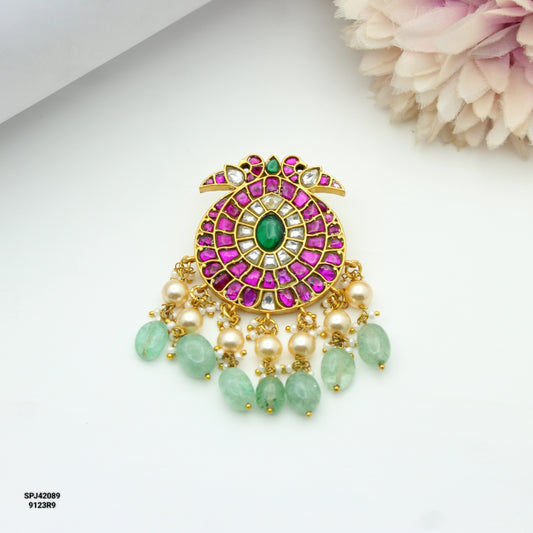 Jadau Peacock Pendant