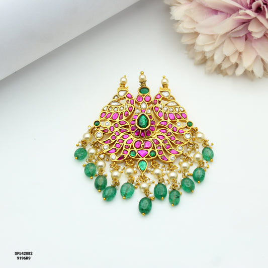 Jadau Peacock Pendant