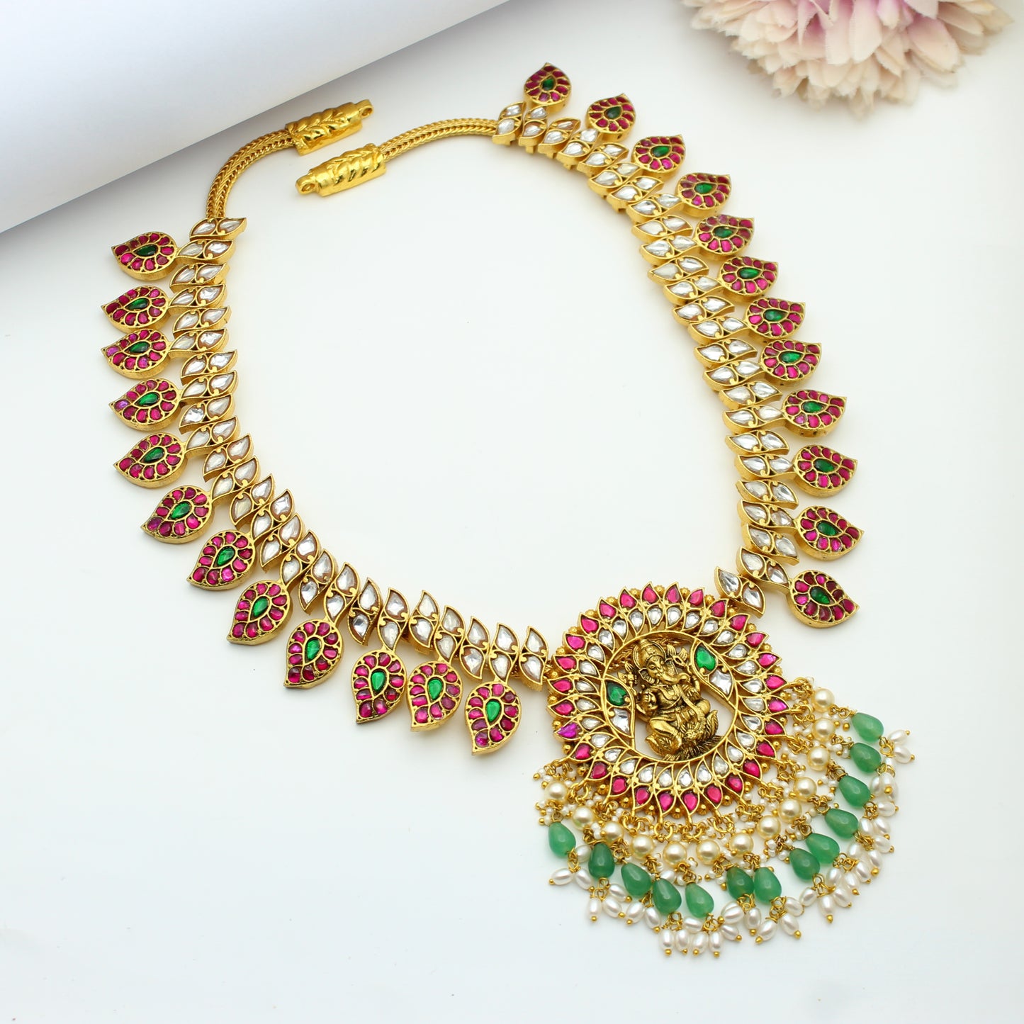 Jadau Ganesh Mango Necklace