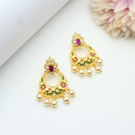 Matte Chandbali Earrings Multi