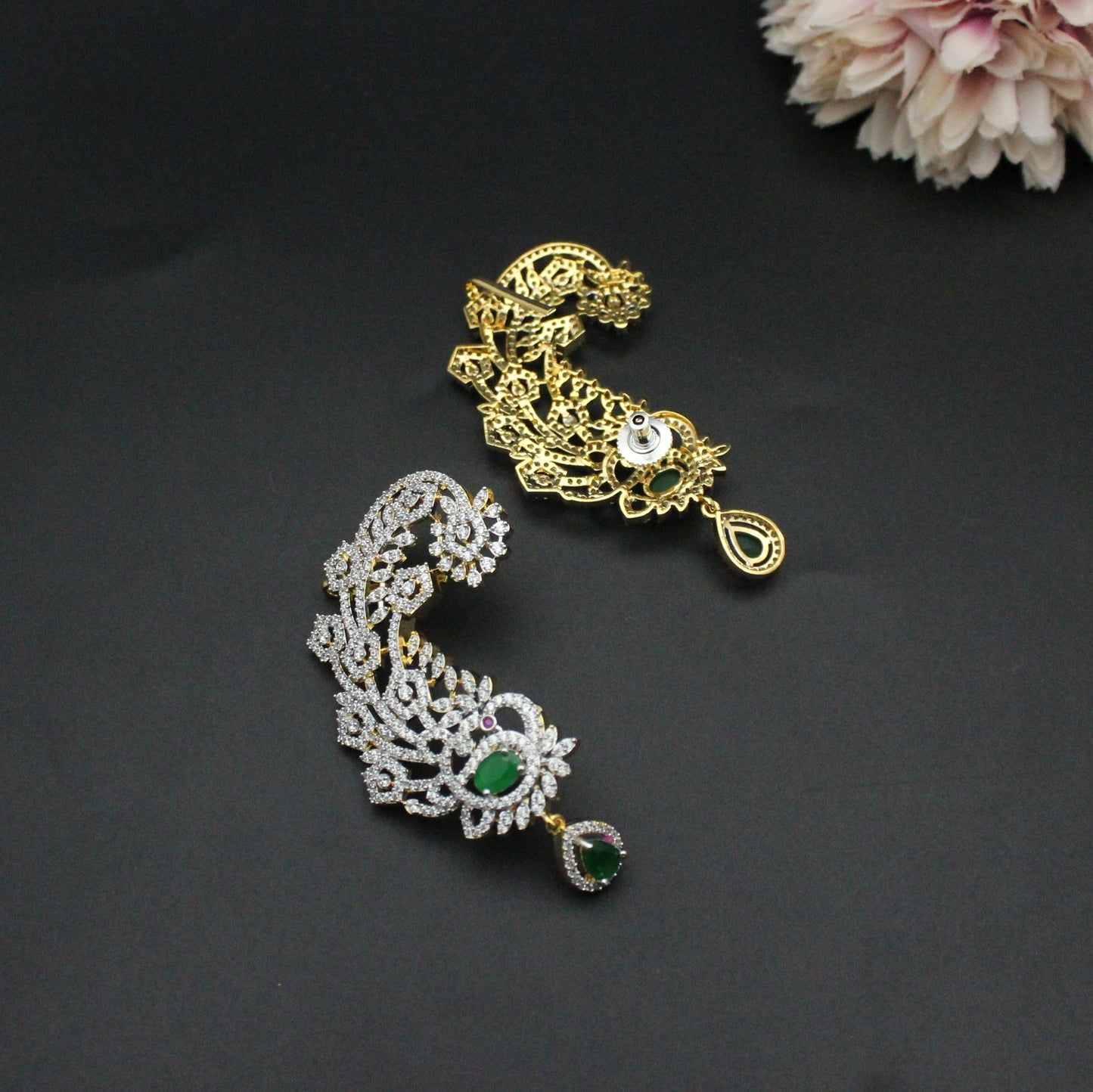 GJ Peacock Ear cuffs Green