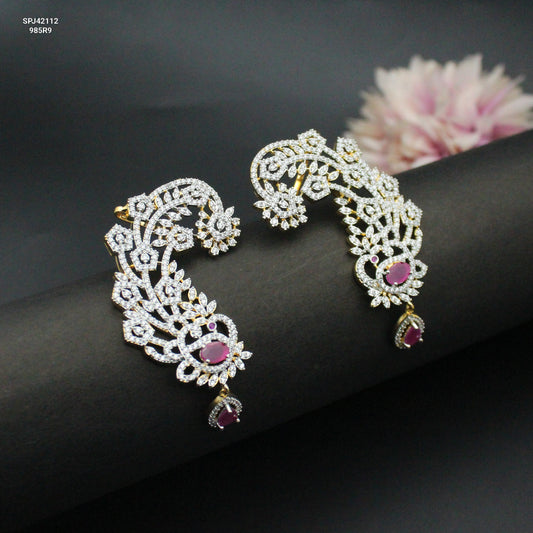 GJ Peacock Red Ear Cuffs